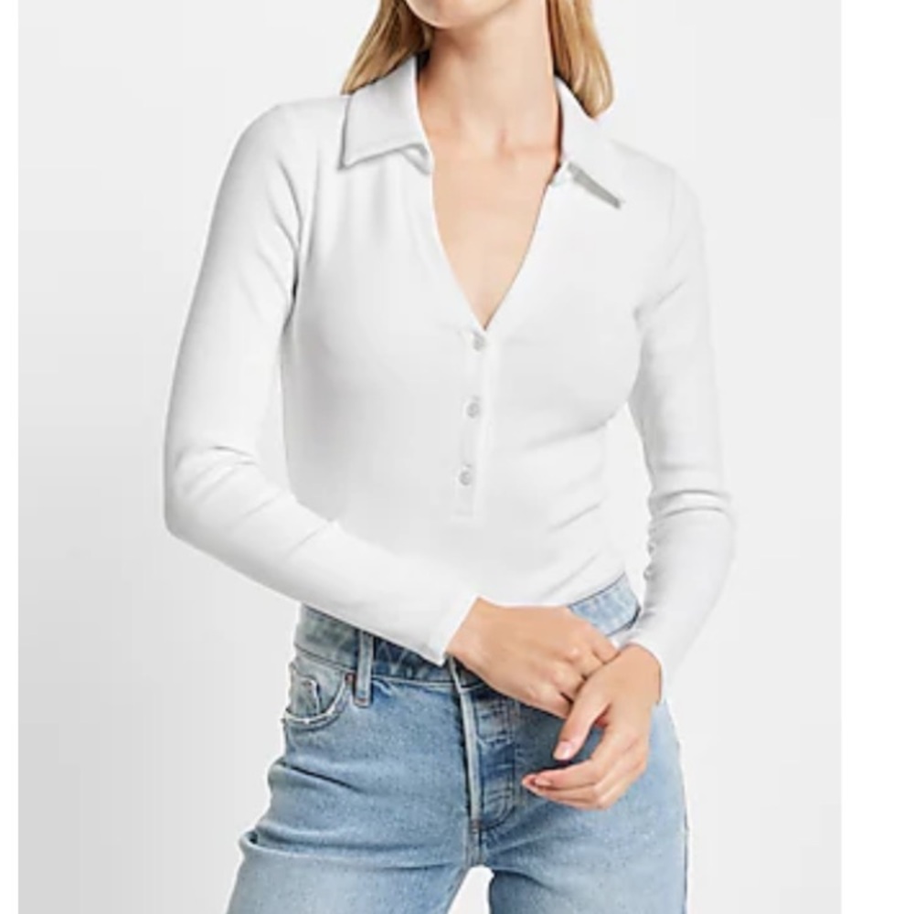 Express white collared bodysuit size Large